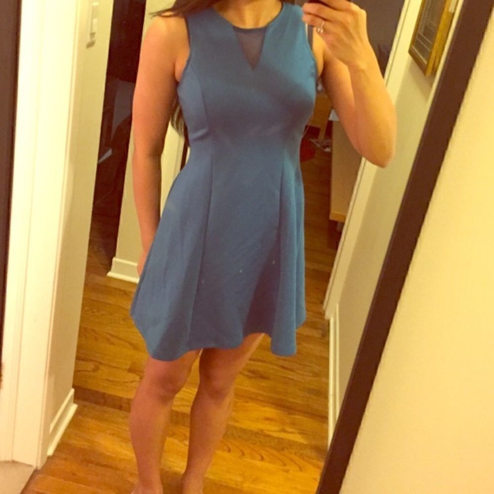 NWT BAR III Cerulean eyelet A-line tank dress lace
